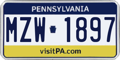 PA license plate MZW1897