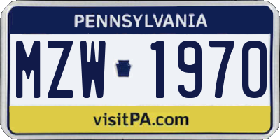 PA license plate MZW1970