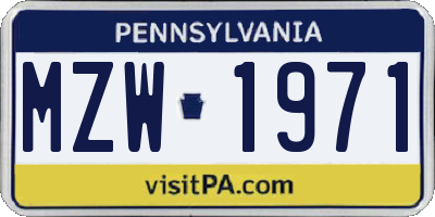 PA license plate MZW1971