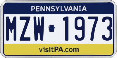 PA license plate MZW1973