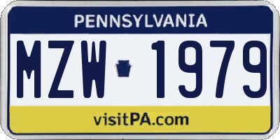 PA license plate MZW1979