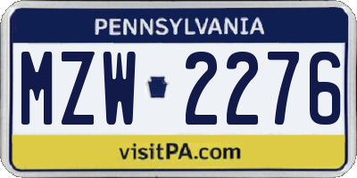PA license plate MZW2276