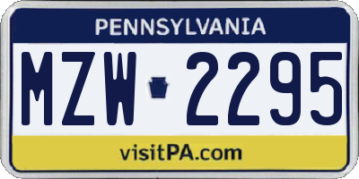 PA license plate MZW2295