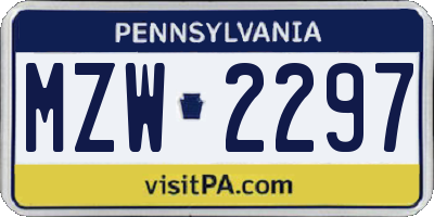 PA license plate MZW2297