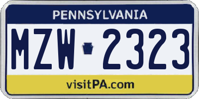 PA license plate MZW2323