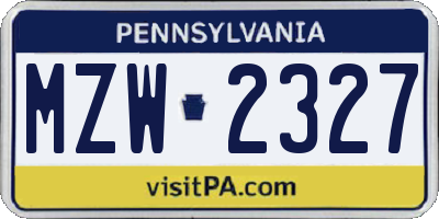 PA license plate MZW2327