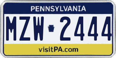 PA license plate MZW2444