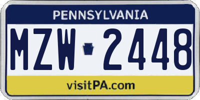 PA license plate MZW2448
