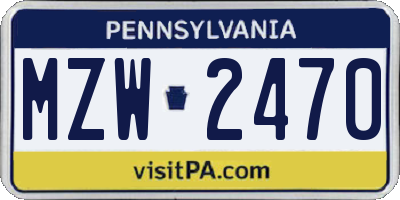 PA license plate MZW2470