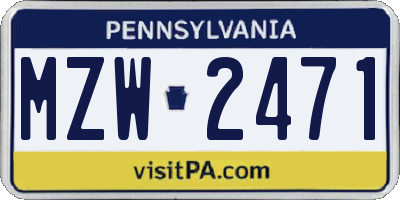PA license plate MZW2471