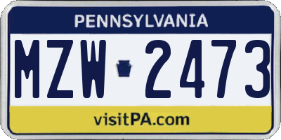 PA license plate MZW2473