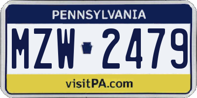 PA license plate MZW2479