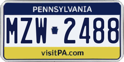 PA license plate MZW2488