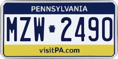 PA license plate MZW2490