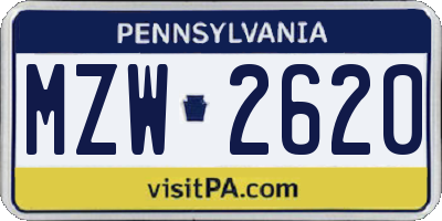 PA license plate MZW2620