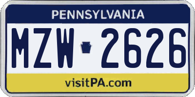 PA license plate MZW2626