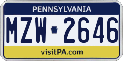 PA license plate MZW2646