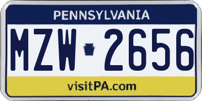 PA license plate MZW2656
