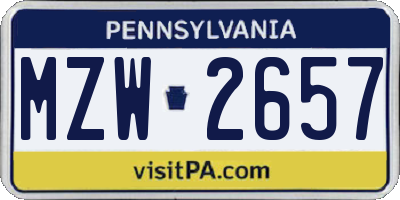 PA license plate MZW2657