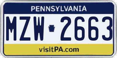 PA license plate MZW2663