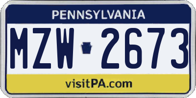 PA license plate MZW2673