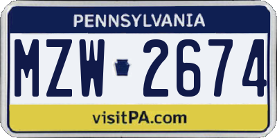 PA license plate MZW2674