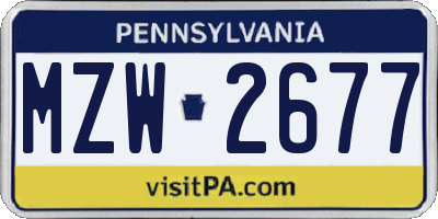 PA license plate MZW2677