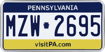 PA license plate MZW2695