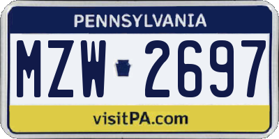 PA license plate MZW2697