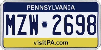PA license plate MZW2698