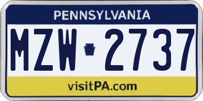 PA license plate MZW2737