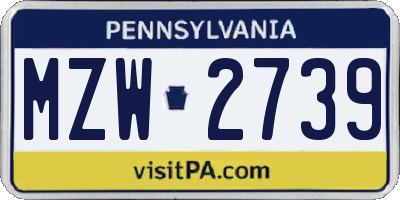 PA license plate MZW2739