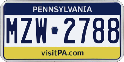 PA license plate MZW2788
