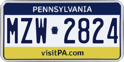 PA license plate MZW2824