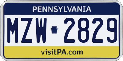 PA license plate MZW2829
