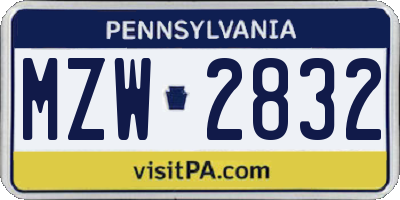 PA license plate MZW2832