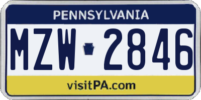 PA license plate MZW2846