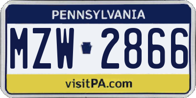 PA license plate MZW2866