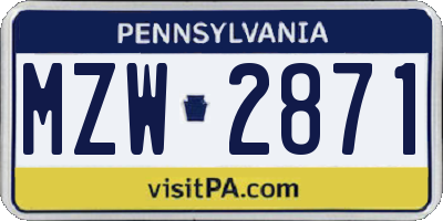 PA license plate MZW2871