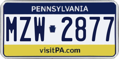 PA license plate MZW2877