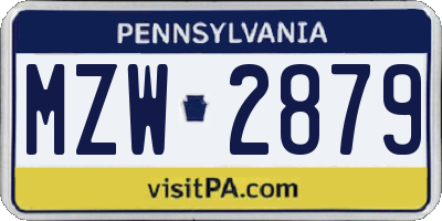 PA license plate MZW2879