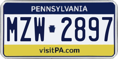 PA license plate MZW2897