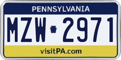 PA license plate MZW2971