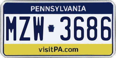 PA license plate MZW3686
