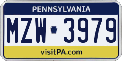 PA license plate MZW3979