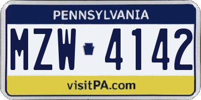 PA license plate MZW4142