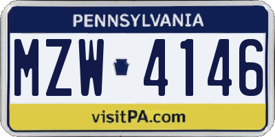 PA license plate MZW4146