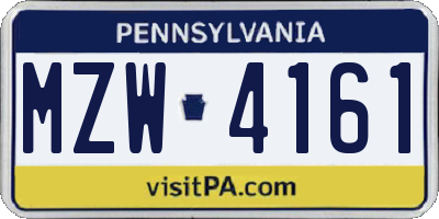 PA license plate MZW4161