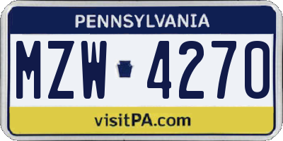 PA license plate MZW4270