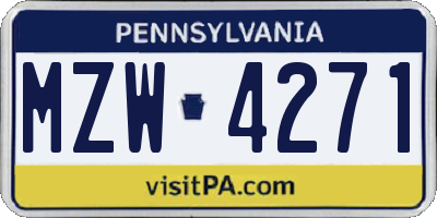 PA license plate MZW4271